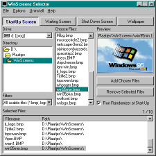 Screen capture of WinScreens Selector